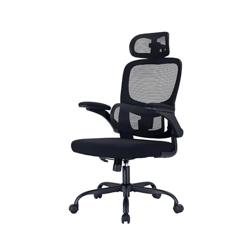 SIHOO M102C PRO Cadeira de escritório ergonômica, cadeira de mesa com encosto alto, suporte lombar, cadeira giratória para computador com encosto de cabeça ajustável, função de inclinação, preta