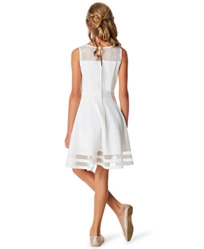 Calvin Klein Girls' Sleeveless Round Neck Fit And Flare Party Dress, Whipped Cream, 14 #TOP3