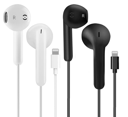 Lightning Kopfhörer Mit Kabel, 2 Pack In-Ear Kopfhörer für iPhone 14/13/12/11/8/7/X/Pro/Pro Max, MFi-Zertifiziert Hi-Fi Stereo Apple Kopfhörer Lightning (Schwarz+Weiß) Lightning Kopfhörer Mit Kabel, 2 Pack In-Ear Kopfhörer für iPhone 14/13/12/11/8/7/X/Pro/Pro Max, MFi-Zertifiziert Hi-Fi Stereo Apple Kopfhörer Lightning (Schwarz+Weiß)