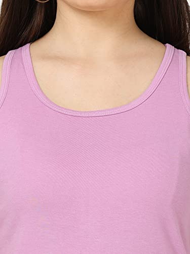 Image of FLEXIMAA Women's Cotton Plain Round Neck Sleeveless T-Shirt