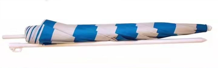 Peng Essentials SunSplash Beach Parasol | UV-Resistant Canopy, Tilt Adjustable, Lightweight & Foldable Sun Umbrella for Outdoor, Garden & Beach Use (Blue & White) 1