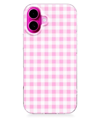 Feams for iPhone 16 Plus Case [Compatible with Magsafe] Slim Shockproof Protective TPU Phone Cover for iPhone 16 Plus 6.7" Women Girls, Pink Checkered