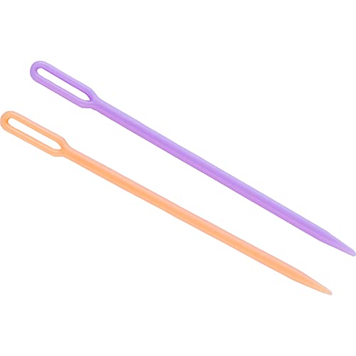 Image of Boye 42-40034 Small Plastic Yarn Needles for Crocheting and Sewing, Orange and Purple, 2pcs