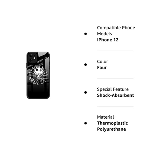 Siyec-Yiyi Fit The Nightmare Before Christmas -For Jack Skellington 6.1 Inch Tempered Glass Phone Case Compatible With Iphone 12. #TOP1