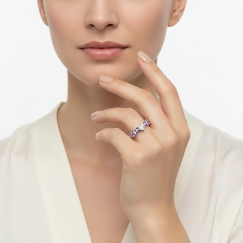 Image of Choose Your Gemstone Beautiful XO Design Diamond CZ Ring 925 Sterling Silver Heart Shape Side Stone Engagement Rings Lightweight Office Wear Everyday Gift Jewelry US Size 4 to 12