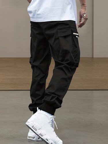 Boys Kids Cargo Pants with Pockets Elastic Waist Youth Casual Baggy Trousers Loose Lounge Jogger Sweatpants for 13-16Y3