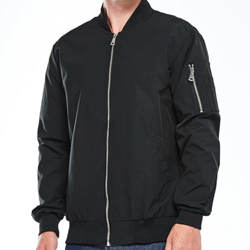 Foxq Mens Lightweight Bomber Jacket Casual Windbreaker Zip Up Coat With Pockets For Spring Fall thumb #2