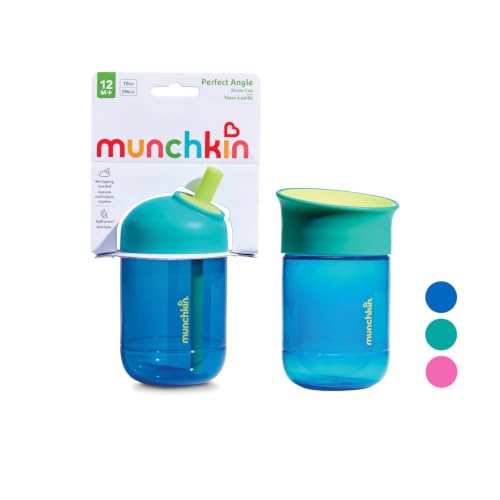 Munchkin Pack de 2 Perfect Angle Vaso con pajita y Miracle Vaso para bebé | 296 ml | Azul oscuro