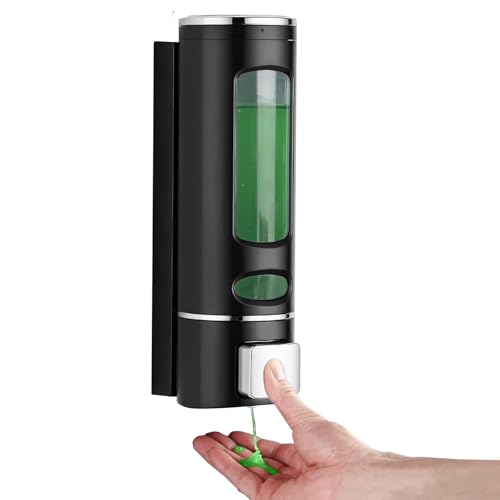 GKSCXEXE Dispensador de jabón de pared, dispensador de gel de ducha de 400 ml, montaje en pared, sin taladrar, dispensador de champú y acondicionador de cámara individual para baño, dispensador de GKSCXEXE Dispensador de jabón de pared, dispensador de gel de ducha de 400 ml, montaje en pared, sin taladrar, dispensador de champú y acondicionador de cámara individual para baño, dispensador de