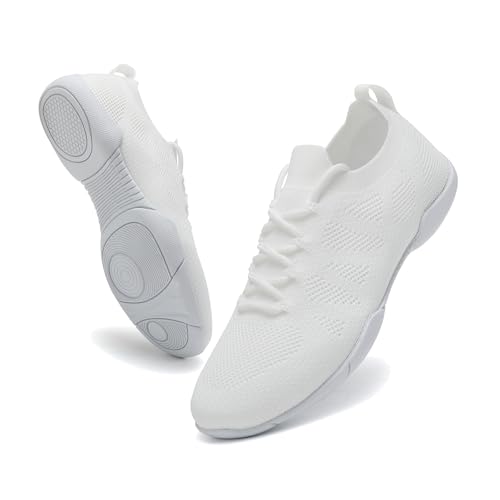 Girls Cheer Shoes Toddler White Cheerleading Shoes Lightweight Non-Slip for Cheer Competitions, Practice, Dance, Gymnastics Size Kids/Little Kid 13.5 to Women 10