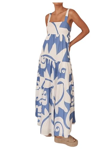 Image of SHENHE Women Boho Ruffle Maxi Dress Summer Vacation Ruffle Flowy Dress