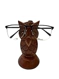 FLFWLASS Soporte de madera para gafas, diseño de búho, para decoración del hogar, escritorio de oficina, soporte de exhibición para gafas de sol, color marrón