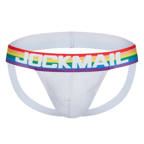 Alpha Men's Mesh Jockstrap Underwear, White, Large