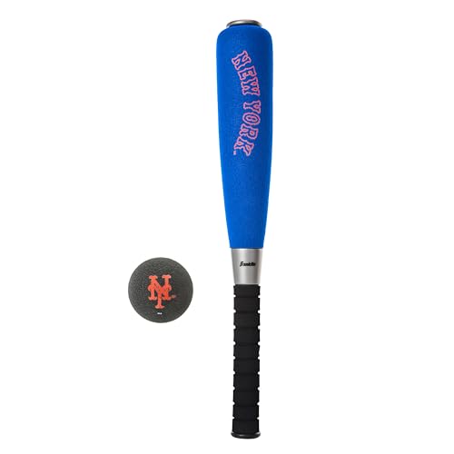 Image of Franklin Sports New York Mets Foam Bat & Ball Set - 21 inch Soft Jumbo Team Baseball Bat and Ball Team Logo - MLB Official Licensed Product