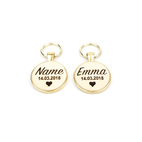 Hundemarke mit Gravur personalisiert | Namensanhänger mit Telefonnummer, Adresse | verschiedene Handschriften & Motive | Gold, Silber, Roségold | für Hunde Halsband, Geschirr, Leine, Geschenk