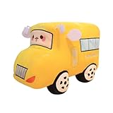 XIZHI Car Plush Toy Soft Stuffed Car Plush Pillow Toy CuteTractor Cartoon Throw Pillow Plushie Gifts for Kids Birthday Christmas Party (School Bus)