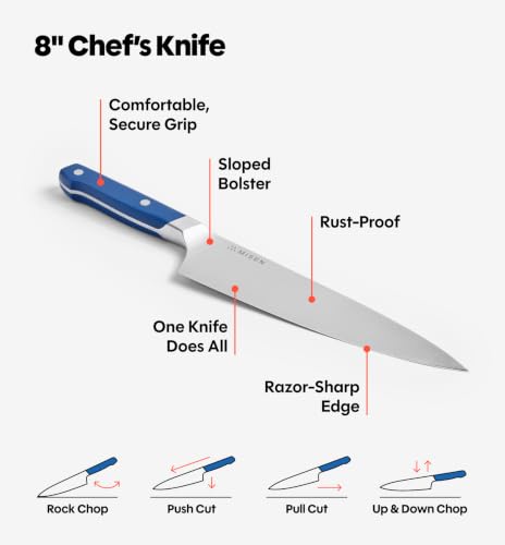 Image of Misen 8 Inch Chef's Knife, ACUTO440 Japanese High-Carbon Steel Kitchen Knife, Blue