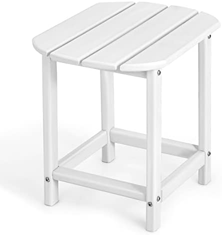 Giantex Side Table Outdoor Small Patio Table 18” Adirondack Table, Weather Resistant, Outside Square Tea Table for Patio, Backyard, Poolside, Garden, Balcony Outdoor Beside End Tables (1, White)