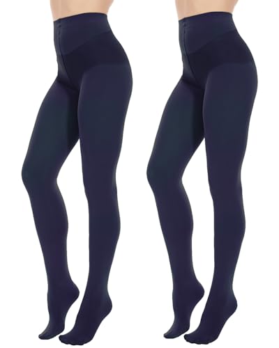 Image of Citystl 2 Pairs 80D Opaque Black Tights for Women, Tummy Control Pantyhose | Ultra-Soft Comfort, Reinforced Toes, Suitable for All Body Types, Fall and Winter Essential, Full-Footed Tights