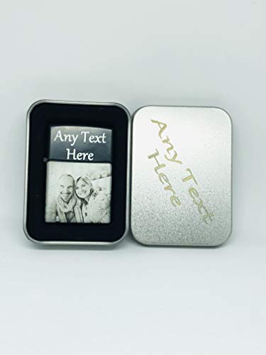 Personalised Photo & Text Engraved Lighter Black