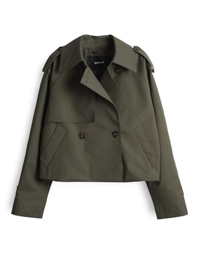 OPUS Damen Jacke | HAWENA Loose Trenchjacke aus nachhaltigem Baumwollmix Olive Leaf, 36
