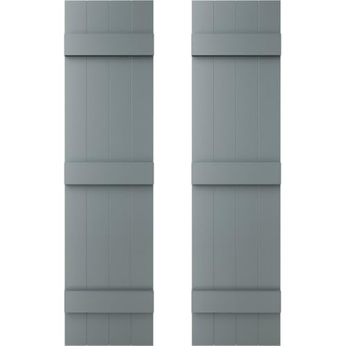 14 in. W x 55 in. H Builders Edge, Standard Four Board Joined (3 Batten), Board-n-Batten Shutters, Includes Matching Installation Spikes (Per Pair), 419 - Storm Cloud