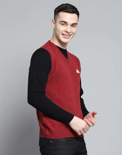 Image of Monte Carlo Men Regular Fit Sleeveless Solid V Neck Winter Sweater (Pack of 1)
