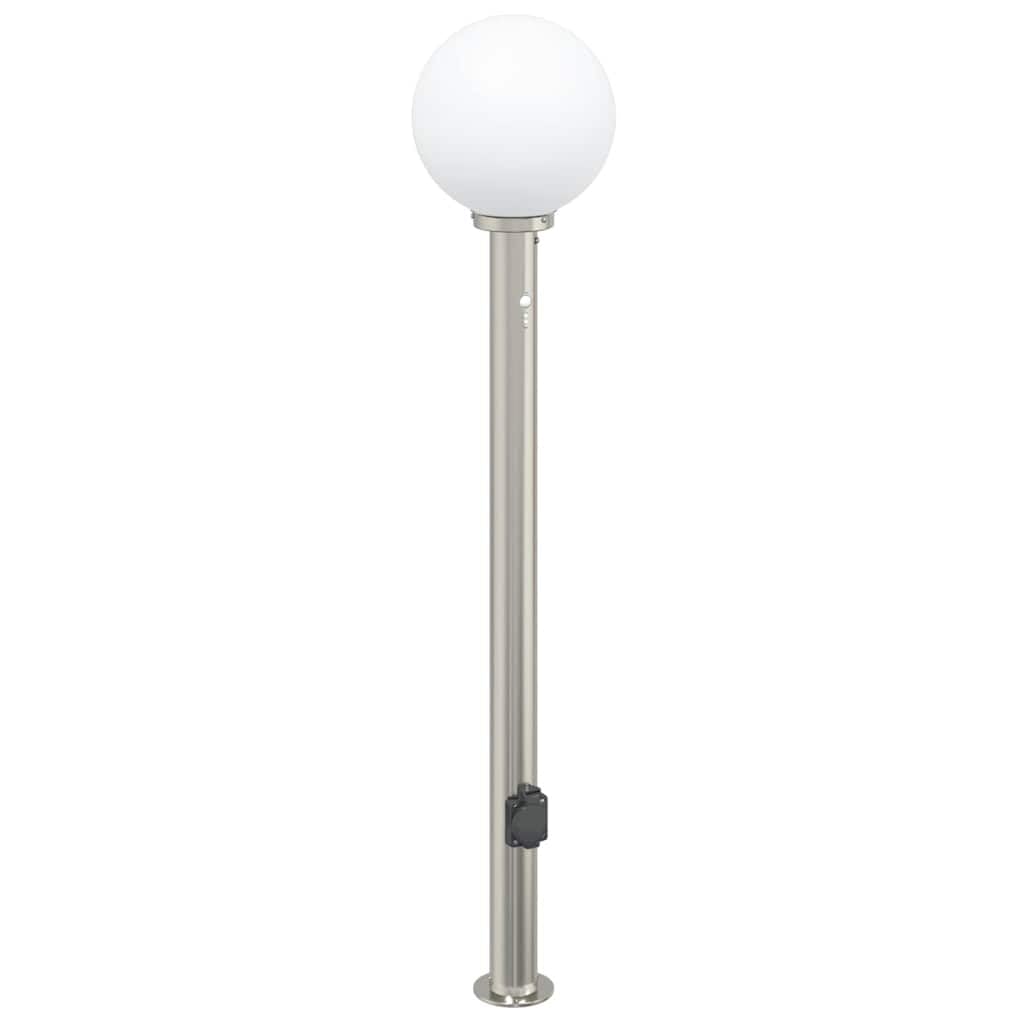 Lampadari a colonna in acciaio inox, 120 cm, con sensore di movimento PIR e presa integrata, set da 3 pezzi, IP44, resistenti alle intemperie, per giardino, terrazza e illuminazione esterna