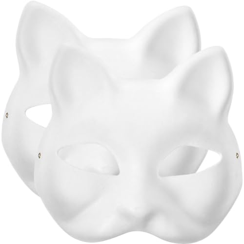 Abaodam Máscara De Gato Máscara Therian Máscara De Raposa 2 Peças Máscara De Papel Machê Máscara Em