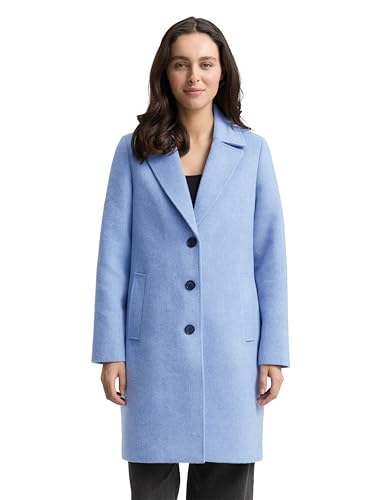TOM TAILOR Damen 1046603 Wollmantel mit Eingriffstaschen, 35899-Calm Blue Melange, L