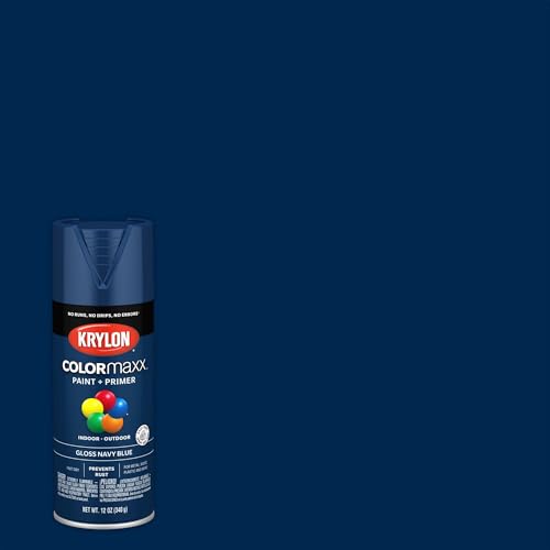 Image of Krylon K05529007 COLORmaxx Spray Paint and Primer for Indoor /Outdoor Use, Gloss Navy Blue 12 Ounce (Pack of 1)