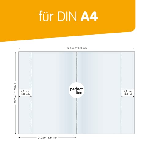 perfect line • 25 Bast-Hefthüllen DIN-A4, 9 Farben, Heftumschlag mit Beschriftungsetikett, Heftschoner aus recyclebarem PP, dokumentenecht