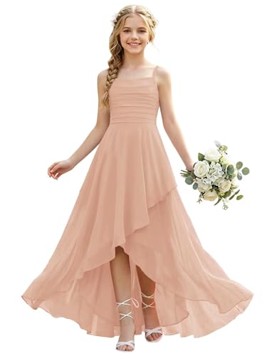 camftbo Ruched Junior Bridesmaid Dresses with Slit 2026 Rose Gold 8