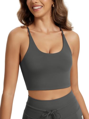 Image of ODODOS Halter Sports Bra for Women Non Padded Strappy Cropped Tops Workout Yoga Crop