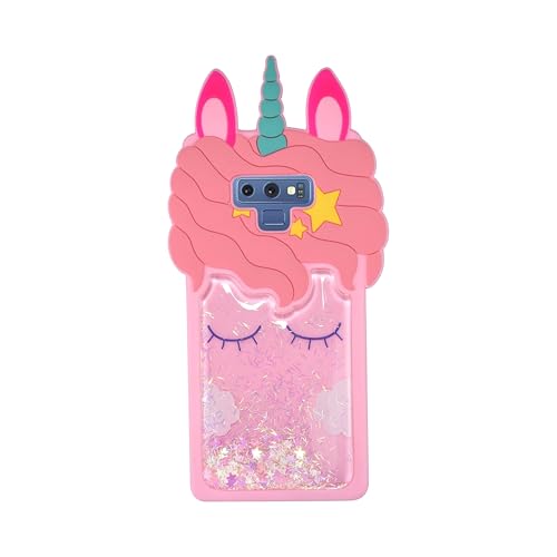 wifantien Quicksand Unicorn Case for Samsung Galaxy Note 9,3D Cartoon Cute Kawaii Glitter Liquid Bling Flowing Sparkle Shiny Quicksand Unicorn Kids Teens Girls Women Soft Silicone Case
