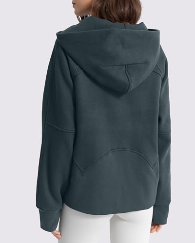 Womens Fleece Lined Half Zip Pullover Cotton Winter Warm Sweatshirt for Women with Thumbhole Pocket2