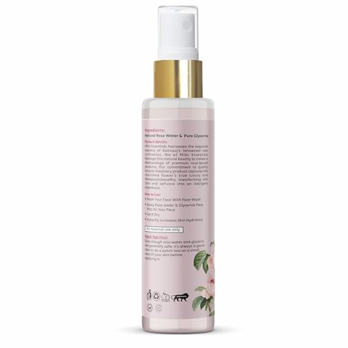 Image of 100% Pure Kannauj Rose Water with Glycerine Hydrating Face Mist - Radiant & Glowing Skin - Made with 40KG of Steam-Distilled Kannauj Roses - 100 ML