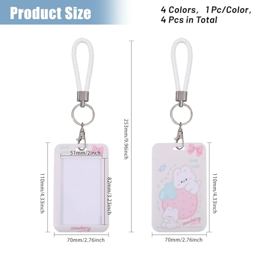 CHGCRAFT 4 Pcs Cartoon Photocard Holder with Keychain Protective Photo Sleeves - Image 2