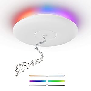 K-Bright plafoniera LED dimmerabile, plafoniera 36W con altoparlante e telecomando,Alexa, plafoniera circolare Google Home, adatta per bagno, la stanza dei bambini, camera da letto,salotto.