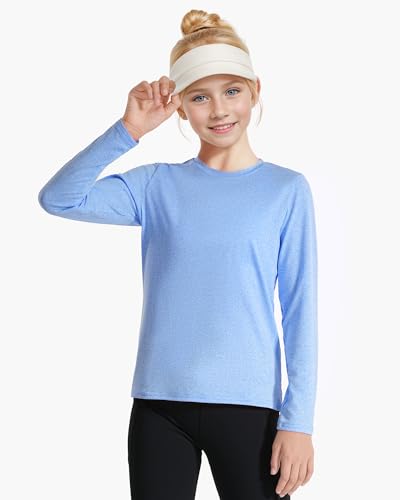 Auranso Girls Long Sleeve Shirts 3 Pack Dry-Fit Athletic Tops Active Shirts for Girls3