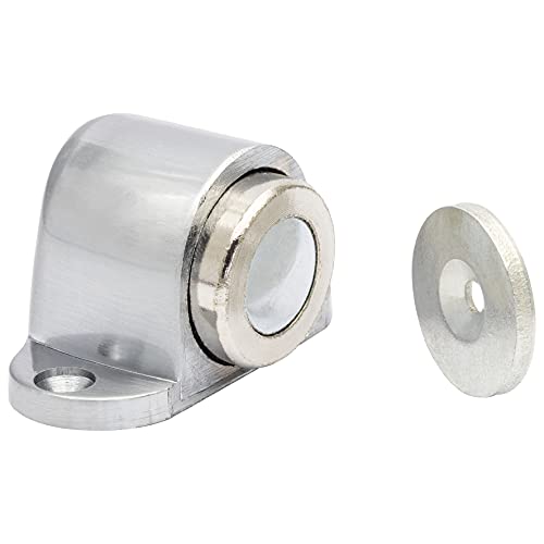 WAGNER Türfeststeller SNAP SHUT DESIGN - 52 x 33 x 30 mm, Zinkdruckguss mit Magnetanschlag und Anschlagplatte aus Stahl, silber, für schwere Türen, zum Schrauben inklusive Montagematerial - 15505611