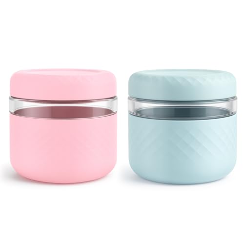 Image of 24 oz /3 Cup Glass Lunch Bowl Containers with Lids, 2 Pack, BPA-Free