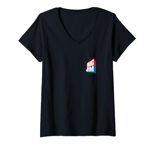 Licenza ufficiale Mattel Donna Logo Big Jim Bold sul petto Maglietta con Collo a V