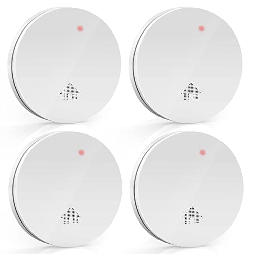 Jemay 10 Year Lithium Battery Photoelectric Smoke Detectors,Ultra Thin Design Smoke Detetor,Smoke Alarm With Automatic Brightness Adjustment, Fire Safety With Self-Test And Easy Test Button,4 Packs #TOP8