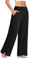 UEU Womens Wide Leg Yoga Pants High Waisted Adjustable Tie Knot Joggers Casual Loose Plus Size Lounge Sweatpants with Pockets, 1-black, Medium