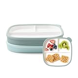 Ello Clean Start Toddler Breakfast Plate 2 Pack | BPA-Free Ceramic Plates with Divider & Silicone Sleeve for Babies/Toddlers| Microwave & Dishwasher Safe | High Chair Friendly | Dewdrop/Grayed Jade