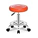 ZHOUXIAO Rolling Shop Hocker mit Rädern, drehbarer Salonhocker Stuhl Verstellbarer Entwurfshocker, Werkbankhocker, Massage Spa Tattoo Fotografie Hocker mit PU-Leder gepolster orange