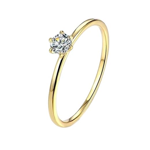 Anel Solitário Banhado a Ouro 18k com Pedra de Zirconia Casamento Noivado Exclusivo