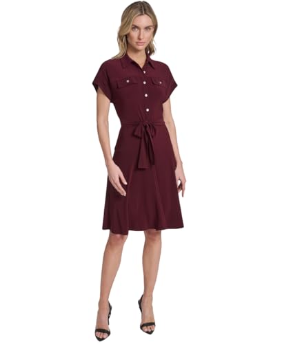 Tommy Hilfiger Women's Short Sleeve Collared Self Tie Belt Jersey