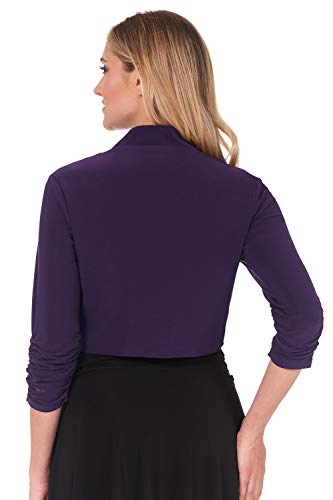 Image of Rekucci Women's Chic Soft Knit Stretch Bolero Shrug with Ruched Sleeves